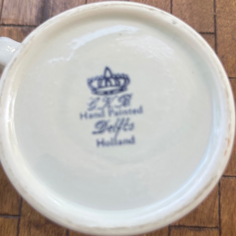 Delfts Holland Hand Painted Blue White Sailing Ship Plymouth MA Ceramic Mug VGUC - Picture 5 of 8